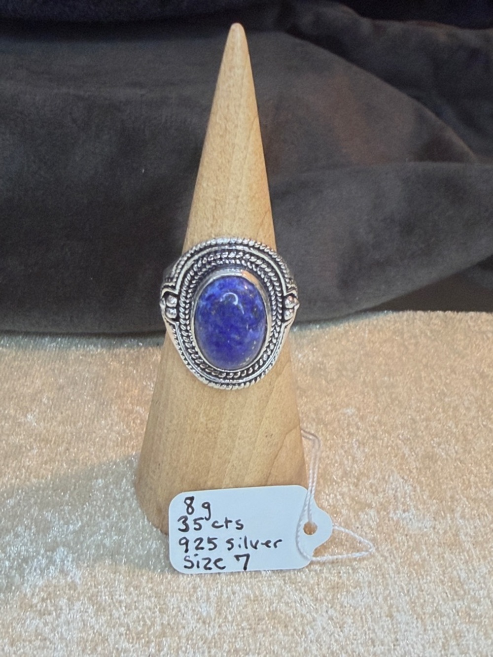 Artisan Crafted Solid Lapis Lazuli set in 925 Silver Ring 7